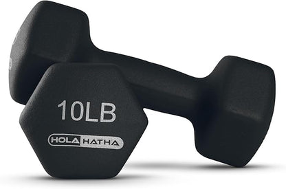 HolaHatha 2, 3, 5, 8, and 10 Pound Neoprene Dumbbell Free Hand Weight Set with Rack, Ideal for Home Exercises to Gain Tone and Definition, Pastel