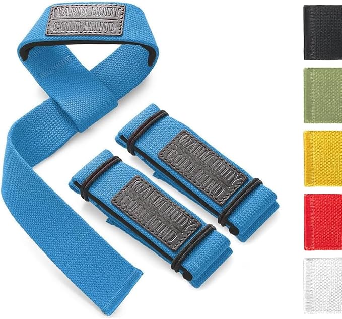 WARM BODY COLD MIND Lasso Lifting Wrist Straps for Cross Training - Rated at 770 lb - Hand Wraps for Olympic Weightlifting, Powerlifting, Weight Lifting, Bodybuilding Strength Deadlift Gym Bar, Cotton