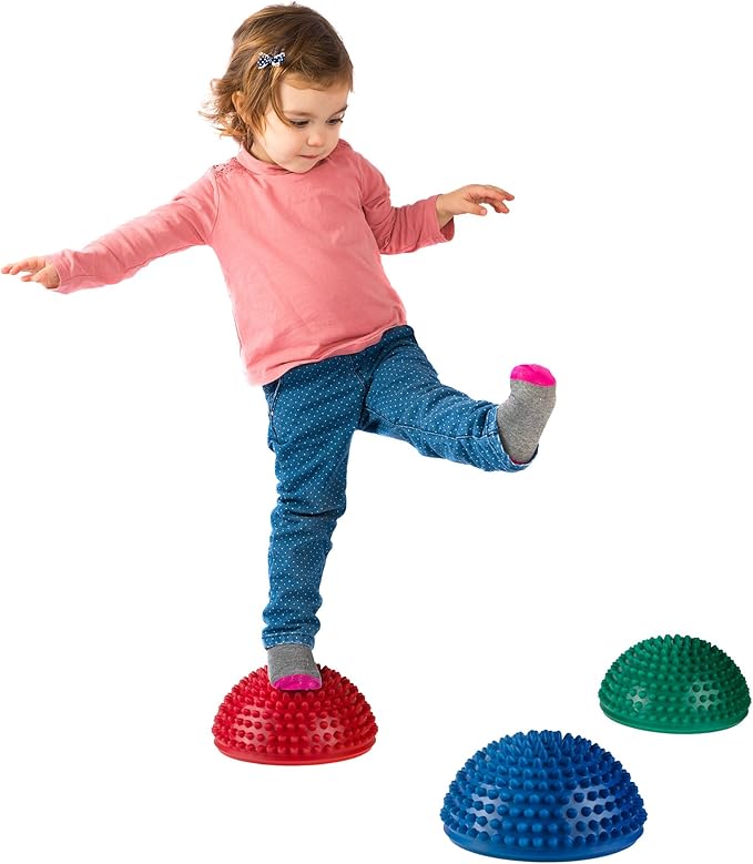 HEY! PLAY! Balance Pods- Hedgehog Style Balancing and Stability Half Dome Stepping Stones for Exercise- Set of 6 for Kids and Adults
