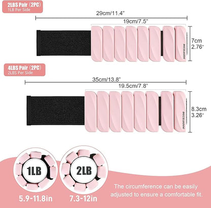 Ankle Weights Set of 2 (1 lb/2 lb Each) for Women Men Adjustable Wrist Bracelet for Home Gym Weighted Bangles Wristbands Leg Arm Weights for Walking Swimming Running Pilates Yoga Gym