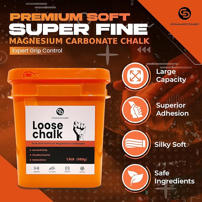 Gym Chalk Bucket | 1.5lb Net Weight Chalk Powder for Weightlifting, Gymnastics & Multi-Sport