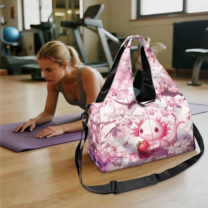 Gym Bag with Yoga Mat Holder Large Tote Bag With Multi Pockets for Women Men Dry Wet Separated Pocket Carryall Yoga Tote Bag for Pilates Travel Workout Office