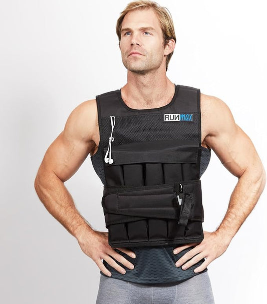 RUNmax 20LBS - 150LBS Adjustable Weighted Vest Wtih Shoulder Pads Option for Men and Women