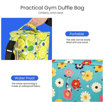 C&F BOGMOST Small Gym Bag for Women & Men,Small Lightweight Duffel Bag Carry On Bags Mini Duffel Travel Bag Waterproof Sports Bags for Workout/Sport/Trave,Colorful Flowers