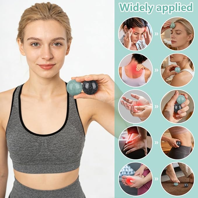 IMIKEYA Marble Baoding Balls Hand Massage Tool, Stone Exercise Balls for Hand Therapy, Yoga Stress Relief, Assorted Colors, 2 Sets (4 Balls)