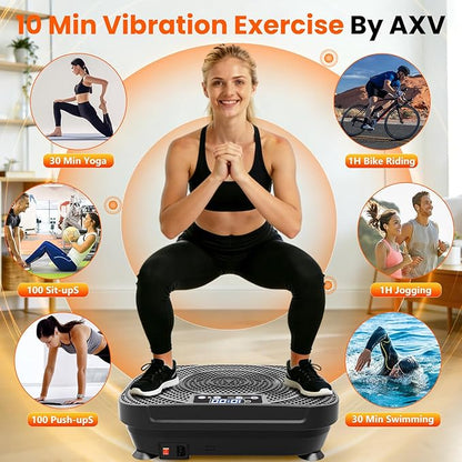 AXV Vibration Plate Fitness Platform Exercise Machine Vibrating Shaking Full Body Shaker Workout Vibrate Stand Shake Board Sport Gym for Weight Loss Fat Burner for Women Men