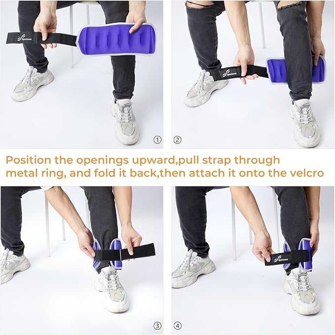 Sportneer Ankle Weights Wrist Weights Pair of 1/2/4/6/10 LBS for Men Women Kids Strength Training Wrist and Ankle Weights Set with Reflective Strips for Dancing Running Walking Fitness Workout Gym