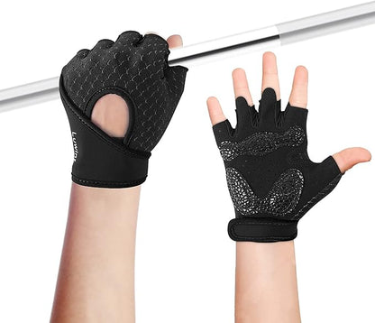Luwint Kids Workout Gloves, Ventilated Grip Exercise Gloves for Boys and Girls Weightlifting Hanging Gym, Children 3-12 Years