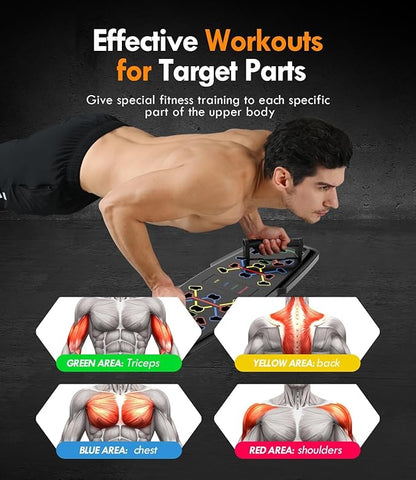 NIYIKOW Push Up Board, Home Gym, Portable Exercise Equipment, Pilates Bar & 20 Fitness Accessories with Resistance Bands & Ab Roller Wheel, Full Body Workout at Home