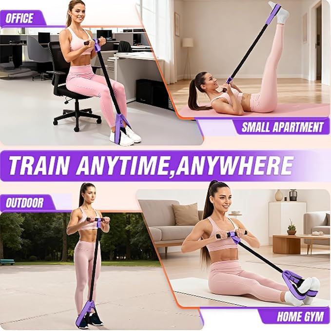 Upgraded Pedal Resistance Bands with Handles, Thickened Latex Tubes and Soft Foam Fabric Foot Pedal for Abdomen, Waist, Arm, Core/ABS, Leg Workout,Sit Up Exercise Equipment for Women