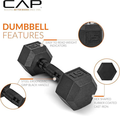 CAP Barbell 150 lb Dumbbell Set with 2-Tier Rack | Multiple Options