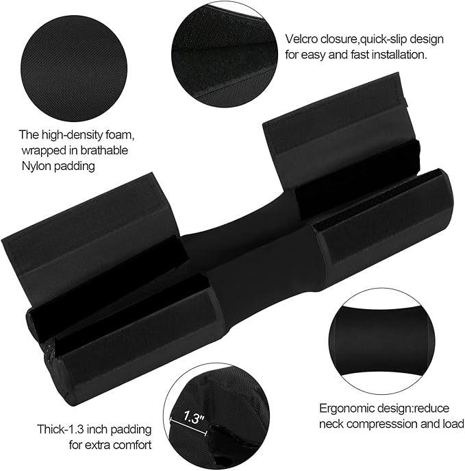 Barbell Pad Set for Squats Hip Thrusts, Barbell Weight Set Neck and Shoulder Protective Cushion Pad with 2 Gym Ankle Straps Booty Resistance Bands for Standard Bars Cable Machine