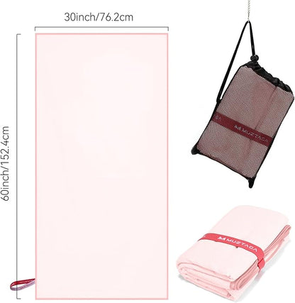 Microfiber Towel Large for Beach, Travel, Swimming, Bath, Pool–Quick Dry, Ultra Compact, Sand Free, Lightweight & Super Absorbent(Light Pink,60x30 in)