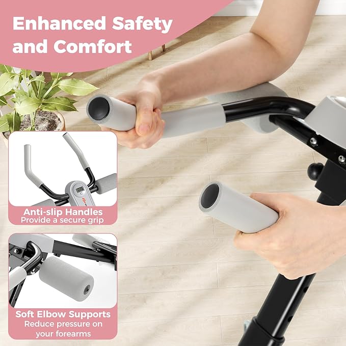 Goplus Adjustable Ab Trainer Machine, Foldable Ab Workout Equipment with Knee Protection, LCD Monitor, Home Gym Abdominal Trainer for Stomach Workout Core Strength Fitness