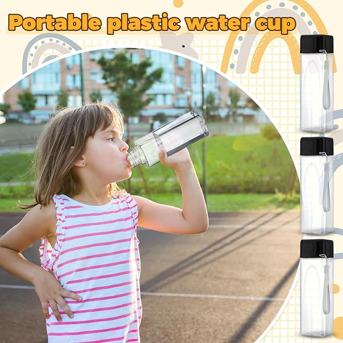 Nuogo 20 Pcs Water Bottles Bulk 17 oz Plastic Sports Water Bottles for Kids Adults Reusable Leak Proof Portable Large Drinking Cups for School Outdoor Gym Travel Fitness(Black)