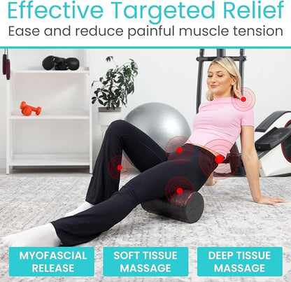 Vive High Density Foam Roller (12 inch) - Large Foam Roller for Exercise, Physical Therapy, Yoga, Pilates, Stretching - Pain Relief Massager for Trigger Point, Deep Muscle Massage, Myofascial Release