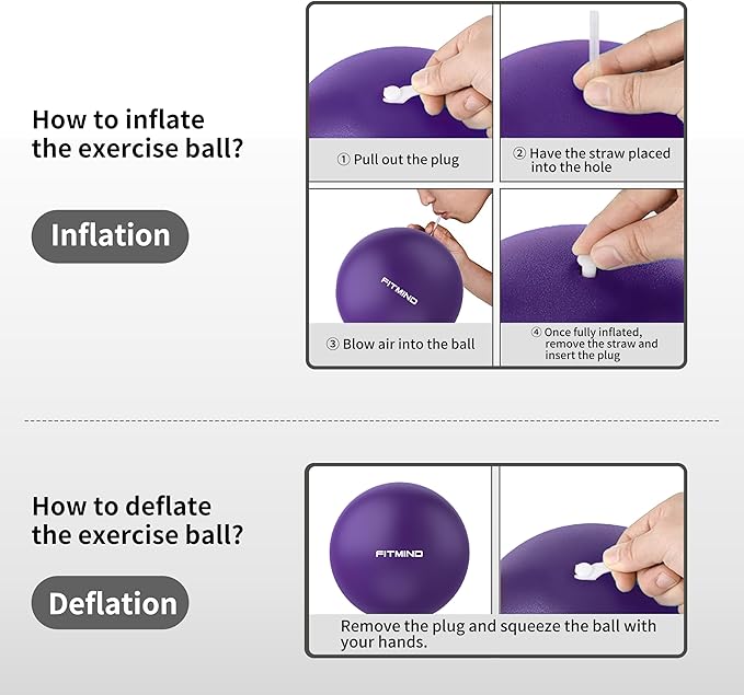 FITMIND_Pilates Ball 10 Inch Anti-Burst Slip Resistant Mini Yoga Ball for Fitness, Core Training, Physical Therapy, Balance, Stability, Stretching 200kg 440lbs Capacity