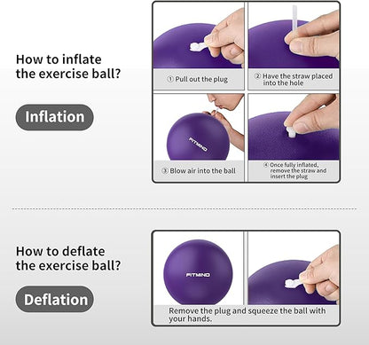 FITMIND_Pilates Ball 10 Inch Anti-Burst Slip Resistant Mini Yoga Ball for Fitness, Core Training, Physical Therapy, Balance, Stability, Stretching 200kg 440lbs Capacity