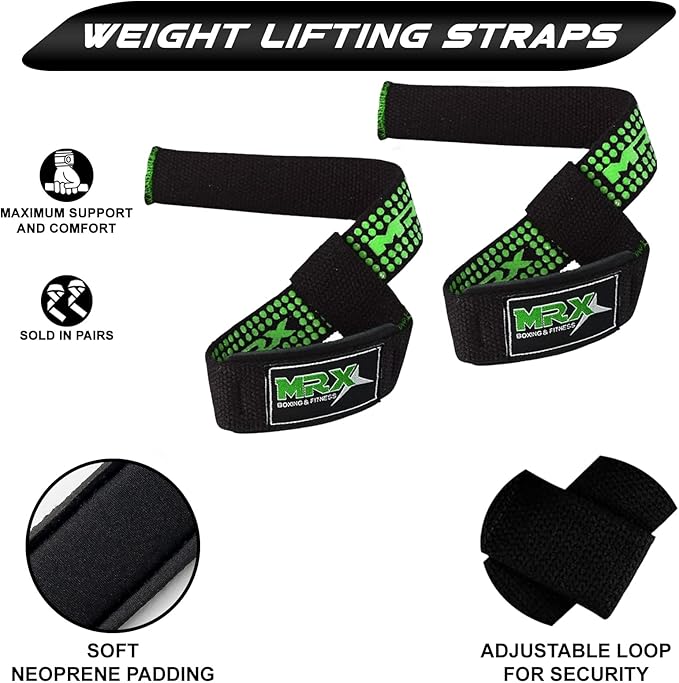 MRX Weight Lifting Bar Strap for Gym Workout Training Bodybuilding Deadlift Padded Straps Men/Women