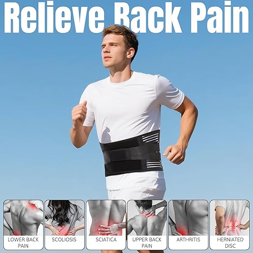 Work Back Brace for Men Women - Adjustable Lower Back Support Belt with Removable 3D Pad and 7 Stays, Breathable Lumbar Support Brace for Posture Heavy Lifting Sciatica Herniated Disc (2X-Large)