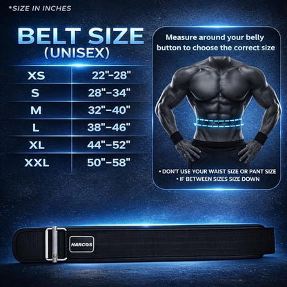 HARCOS Auto-Lock Weight Lifting Belt – 4” Premium Nylon Gym Belt for Squats, Deadlifts & Olympic Lifting – Adjustable Core Support Belt for Men & Women