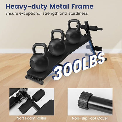 GYMAX Sit up Bench, Folding Workout Bench Press for Home Gym with 5 Adjustable Height, Heavy Duty Workout Benches for Ab Core Muscle, Strength Training Equipment