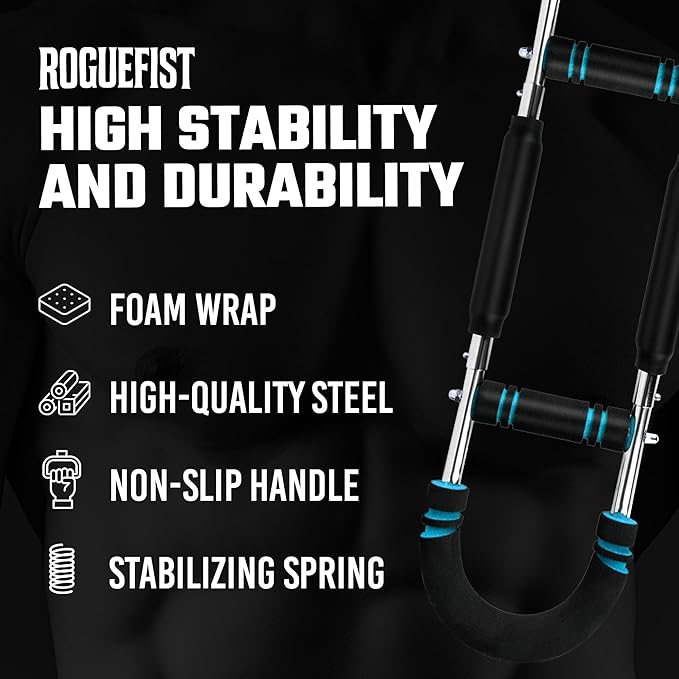 Twister Arm Trainer, Adjustable 3 Resistance Levels (60–100 lbs) Stainless Steel Arms Strengthener for Shoulders, Biceps Chest Workout Equipment with Added Silicone Gym Grip Pads