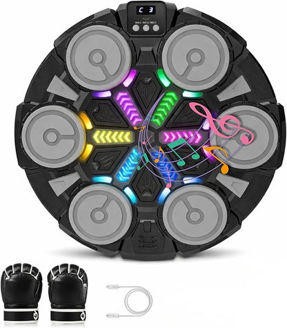 Music Boxing Machine - Bluetooth Wall Punching Pad with LED, Fun Training Equipment for Kids & Adults, Home Boxing Wall Punching Pad with Gloves, for All Ages - Ideal Present by RedRoko
