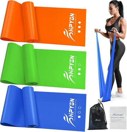 HPYGN 3 Levels Non-Latex Exercise Bands for Physical Therapy & Yoga, Professional Resistance Bands Set for Working Out, Strength Training, Pilates & Rehab, TPE Elastic Stretch Bands for Seniors, Women