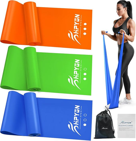 HPYGN 3 Levels Non-Latex Exercise Bands for Physical Therapy & Yoga, Professional Resistance Bands Set for Working Out, Strength Training, Pilates & Rehab, TPE Elastic Stretch Bands for Seniors, Women