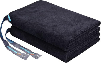 HOPESHINE Large Gym Towels for Men Women Black Workout Sweat Super Absorbent Microfiber Sports Travel Towel Fast Drying Compact for Camping, Hiking, Backpacking, Yoga, 20inch X 40inch 2-Pack