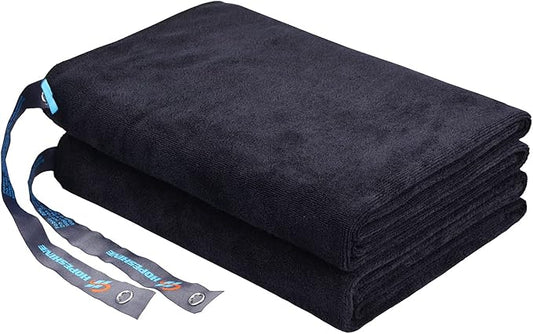 HOPESHINE Large Gym Towels for Men Women Black Workout Sweat Super Absorbent Microfiber Sports Travel Towel Fast Drying Compact for Camping, Hiking, Backpacking, Yoga, 20inch X 40inch 2-Pack