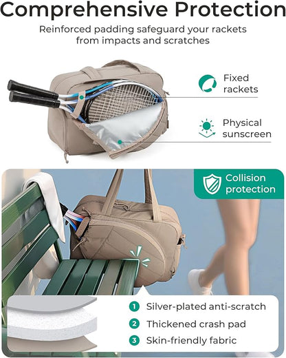 BAGSMART Tennis Gym Bag for Women, Tennis Backpack Holds 2 Rackets with Shoe Compartment, 15.6" Laptop Gym Backpacks for Court, Off-work, Everyday & Overnight Weekend