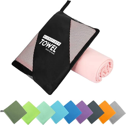 Microfiber Travel Towel, Soft Lightweight Quick Dry Towel, Super Absorbent Compact Travel & Sports & Beach Towels for Camping, Backpack, Gym, Swimming, Yoga, Hiking (S:16"×32" -Pink)