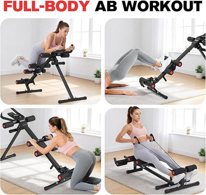 DERACY Ab Workout Machine Adjustable Ab Trainer Abdominal Trainer for Home Gym Foldable Ab Crunch Machine for Core 440 LBS