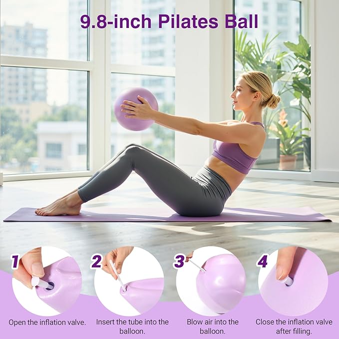 Rhino Valley Home Pilates Kit for Women, Pilates Equipment with 13'' Magic Circle, Mini Ball, 5 Resistance Bands, Bag & Guides, Beginner Home Workout Essentials Set for Full-Body Exercise