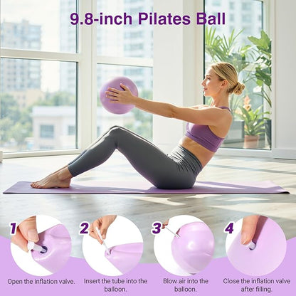 Rhino Valley Home Pilates Kit for Women, Pilates Equipment with 13'' Magic Circle, Mini Ball, 5 Resistance Bands, Bag & Guides, Beginner Home Workout Essentials Set for Full-Body Exercise