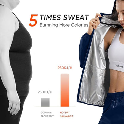 HOTSUIT Sauna Suit Women Machine Washable Sweat Sauna Jacket Pants Anti Rip Sweat Suits for Gym Workout