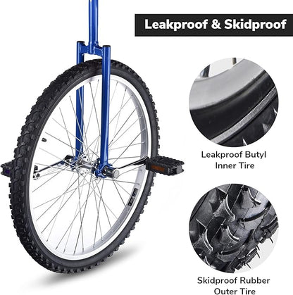 AW 16/18/20/24 Inch Wheel Outdoor Unicycle Adjustable Seat Exercise Bicycle Fit Adults Kids Outdoor Sports Fitness Exercise, for Choice