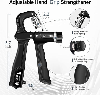 Grip Strength Trainer Kits (5 Pack), Forearm Strengthener with Adjustable Resistance, Grip Strength Tester, Finger Strengthener, Hand Gripper Strengthener for Muscle Building Injury Recover