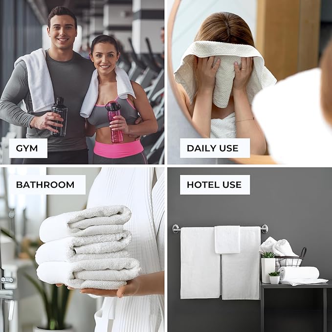 Premium Ultra Absorbent Gym Towels for Workout, Yoga & Sports Quick Dry Cotton Towels Ideal Sweat Towel, Face, Perfect Size for Gym Bag Bathroom Use (6)