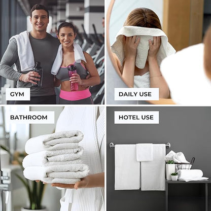 Premium Ultra Absorbent Gym Towels for Workout, Yoga & Sports Quick Dry Cotton Towels Ideal Sweat Towel, Face, Perfect Size for Gym Bag Bathroom Use (12)