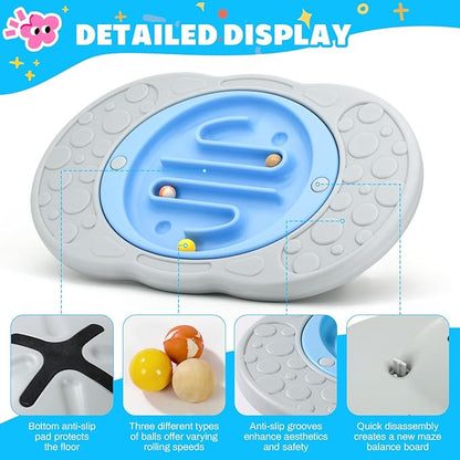 Balance Board Kids Maze, Toddler Balance Boards for Sensory Training Core Strength & Coordination, Kids Wobble Board with Non-Slip Pedals, Active Play for 3+ Years