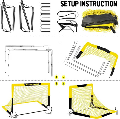 Kids Soccer Goals for Backyard Set - 2 Pack of Portable Pop Up Soccer Nets with Ball,Cones,Complete Training Equipment Kit for Toddler,Youth,Kids Age 3-14,Outdoor Sports Game