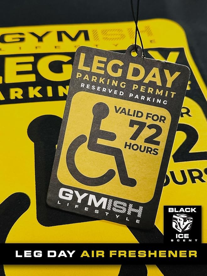 Leg Day Parking Permit Workout T-Shirt, Lifting Gym Shirt Air Freshener Funny Gift Set