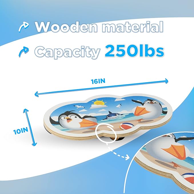 Wooden Balance Board Kids, Wobble Board For Balance, Balance Board Toddler Supporter, Balance Boards for Stability and Core Training