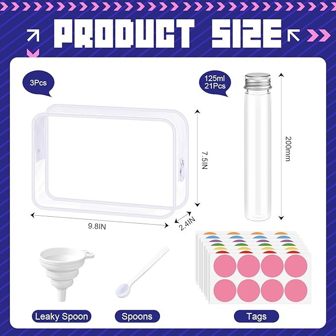 33 Pcs Protein Powder Travel Container Set 21 Pcs 125ml Reusable Powder Supplement Plastic Tubes and Portable Travel Organizer Zip Up Bags Funnels Spoon and Labels for Workout Fitness