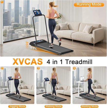 Walking Treadmill Pad with Handle Bar, Silent Fitness Equipment, Treadmill with 4-in-1 Modes, Easy Assembly, Portable Home Gym Equipment
