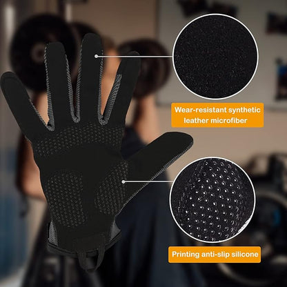 ChinFun Full Finger Workout Gloves for Men Breathable Gym Exercise Weight Lifting Gloves Full Palm Protection Deep