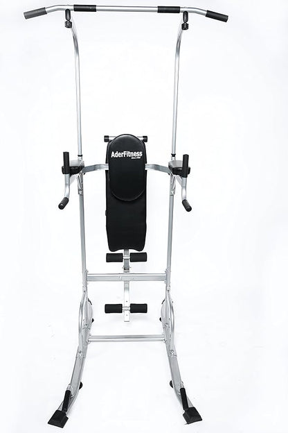 Ader Adjustable Muti-Function VKR Power Tower Chin/Dip machine, Ab Station Pull up Station w/Sit Up Bench for Home Fitness